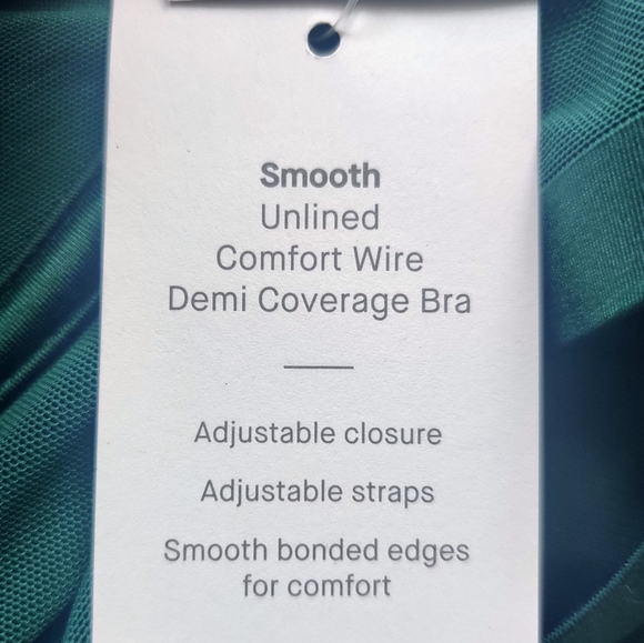 AUDEN Mesh Unlined Bra 36D Demi Coverage Underwire Dark Green NWT - Picture 5 of 7